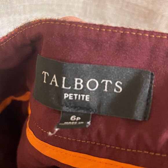 Talbots Pink And Brown Plaid Button Front Wool Blend Skirt Size 6P - Picture 5 of 6